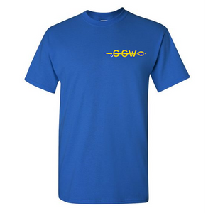 Spear Football Pocket Logo (Outline) - Blu&Ylw on Blu