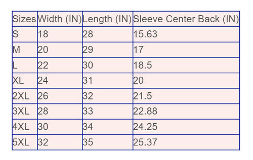 Gildan T-shirt size measurements